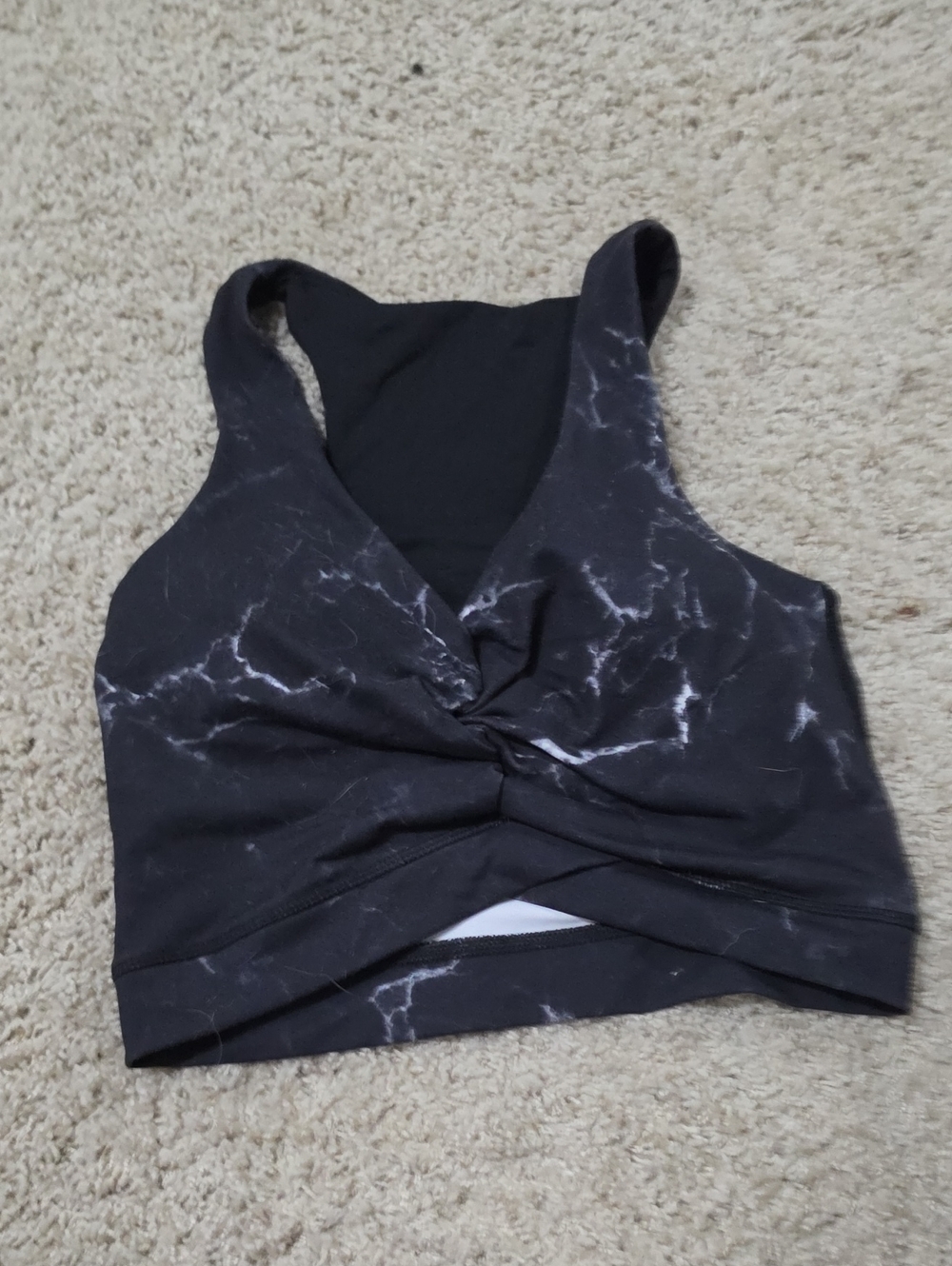BuffBunny Black Marble Twist-Front Tank Top